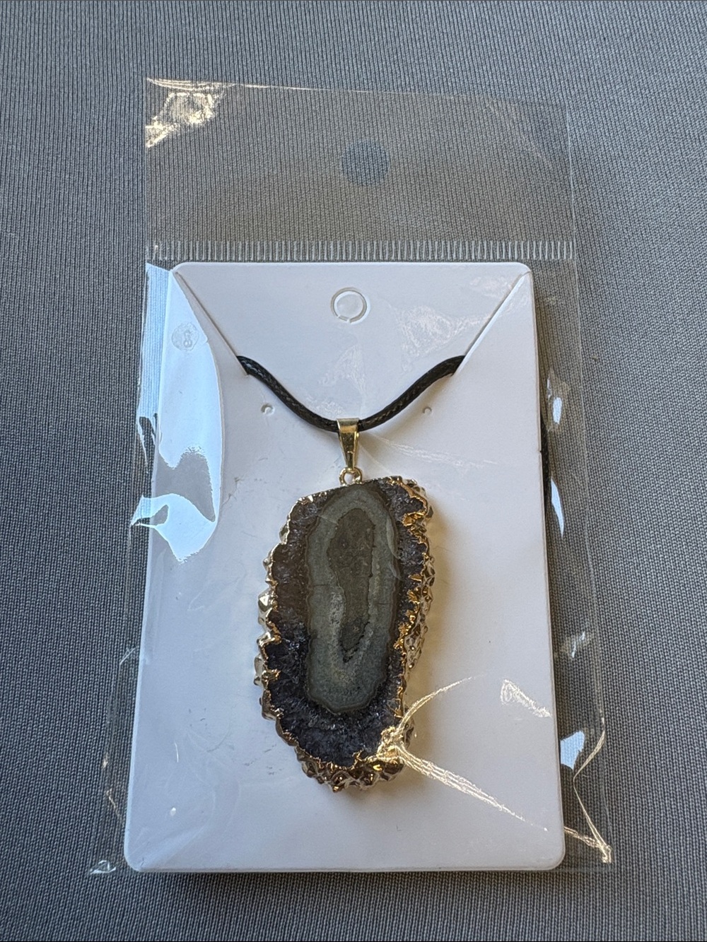 Stalactite Geode Slice Pendant Necklace - Natural Stone Accent